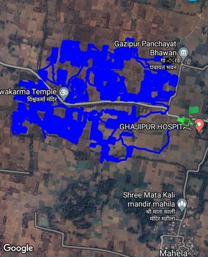 Satellite view of Gazipur cluster showing managed agricultural land